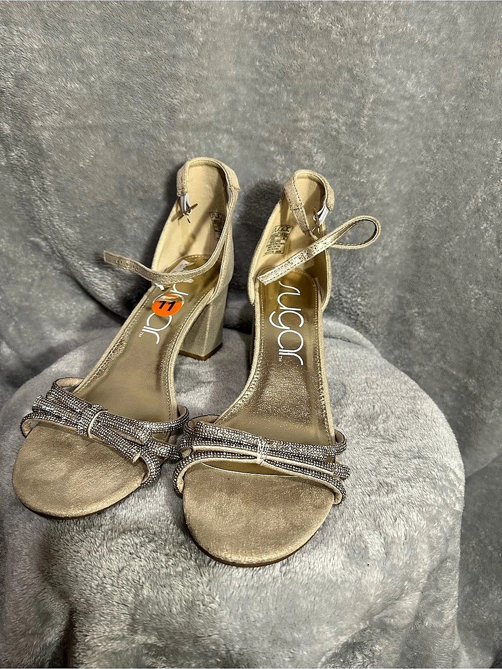 Sugar Nixie Embellished Gold Heels US 11
